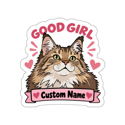 Custom Cat Sticker from Photo – Good Girl Pink | Personalized Name