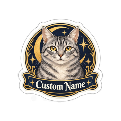 Custom Pet Photo Sticker with Name, 2 Sizes – Moon and Stars