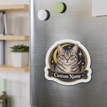 Custom Pet Photo Magnet with Name, 2 Sizes – Moon and Stars