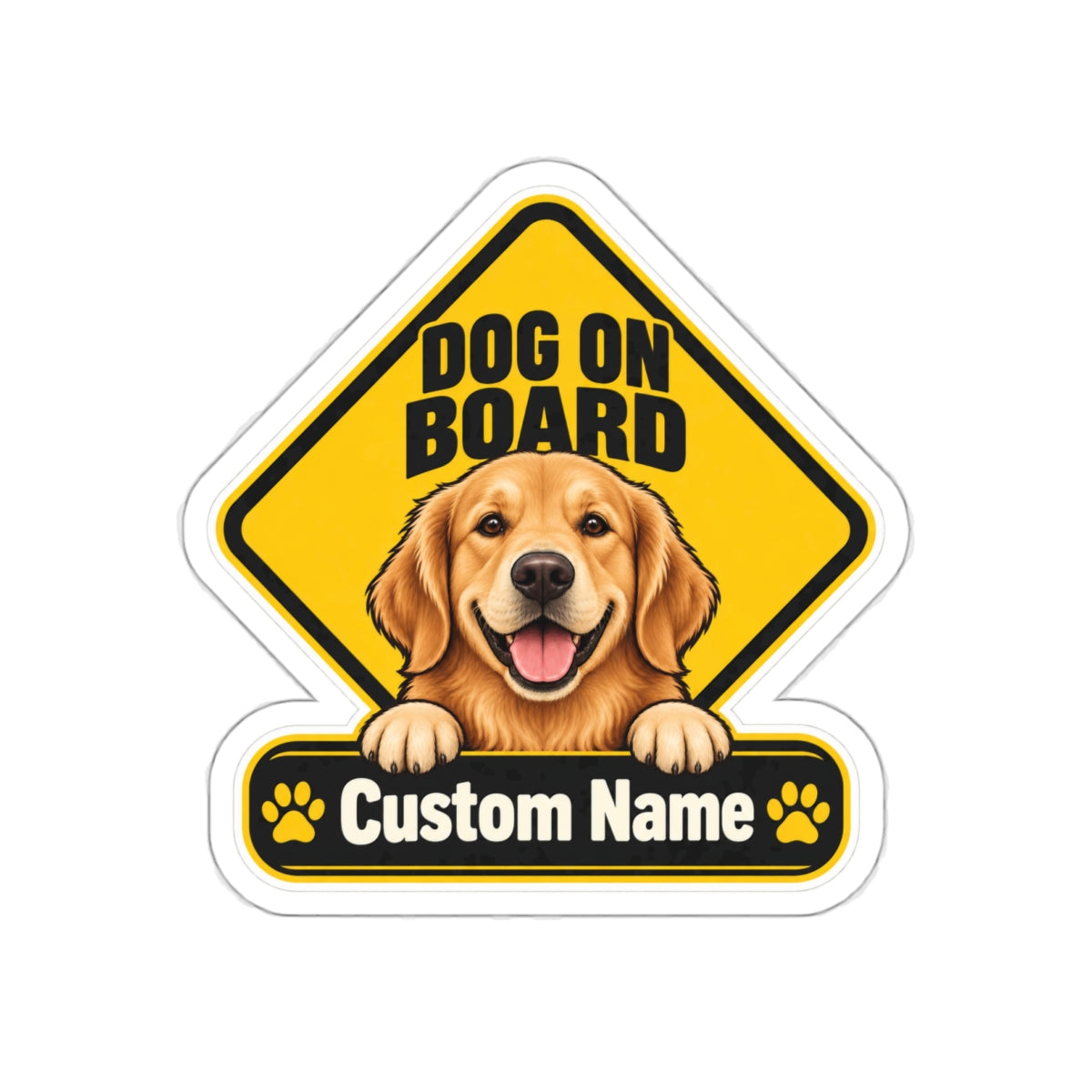Custom Dog On Board Sticker from Photo – Yellow | Personalized Name