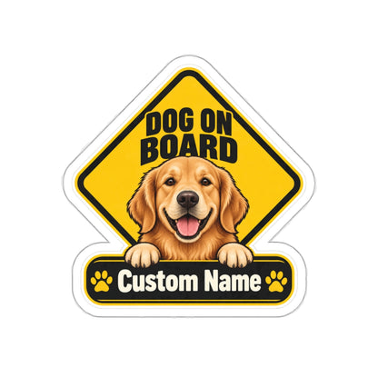 Custom Dog On Board Sticker from Photo – Yellow | Personalized Name