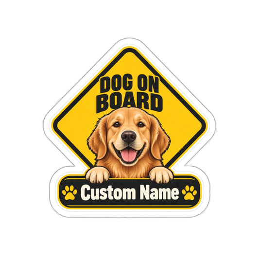 Custom Dog On Board Sticker from Photo – Yellow | Personalized Name