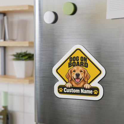 Custom Dog On Board Magnet from Photo – Yellow | Personalized Name