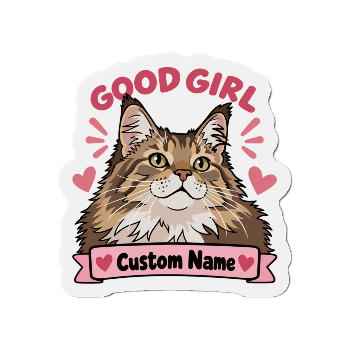 Custom Cat Magnet from Photo – Good Girl Pink | Personalized Name