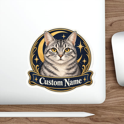 Custom Pet Photo Sticker with Name, 2 Sizes – Moon and Stars