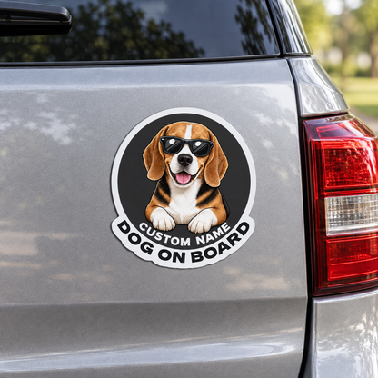 Custom Pet Magnet Sticker (Sunglasses On Board)