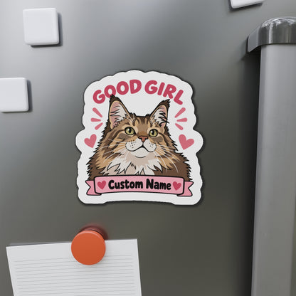 Custom Cat Magnet from Photo – Good Girl Pink | Personalized Name