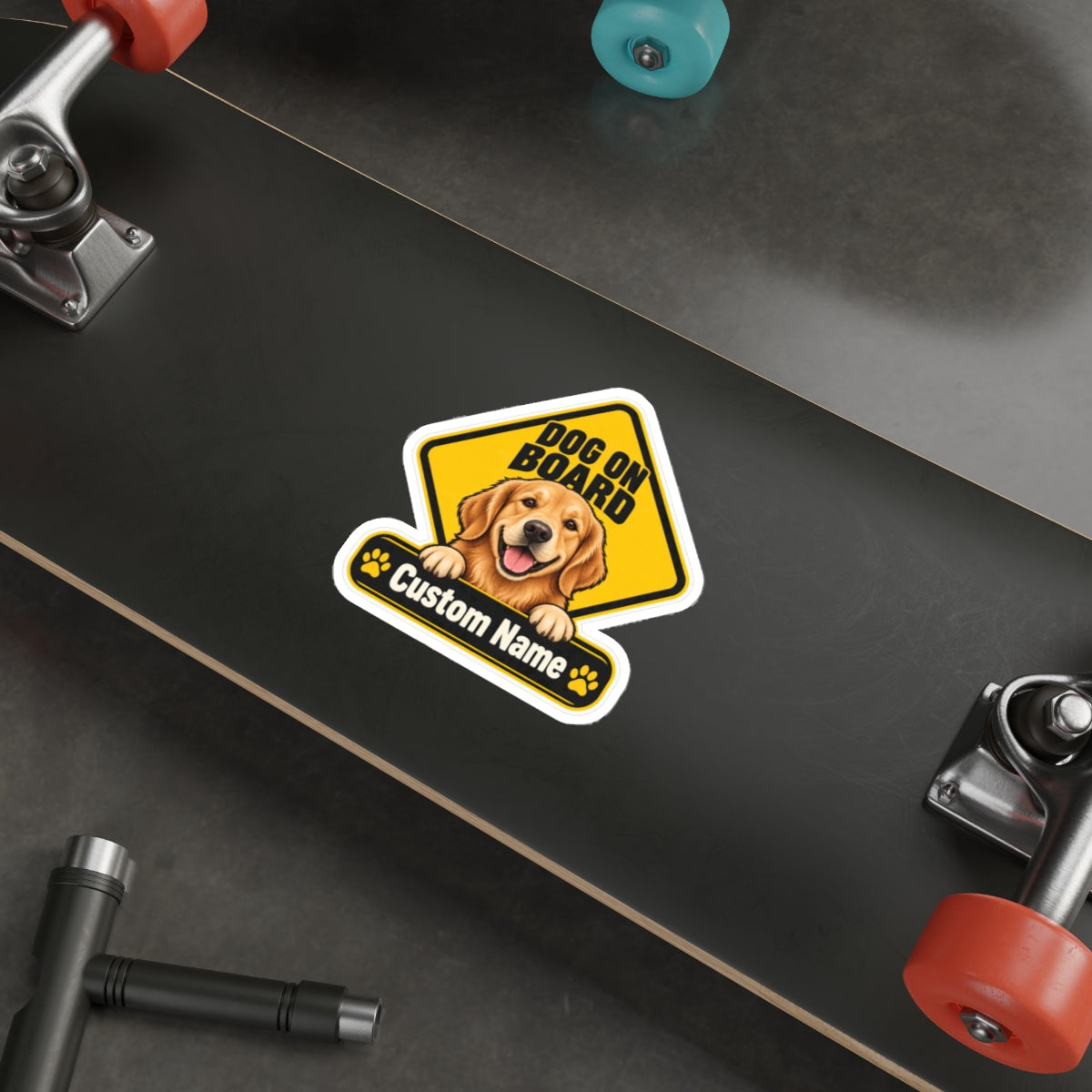 Custom Dog On Board Sticker from Photo – Yellow | Personalized Name