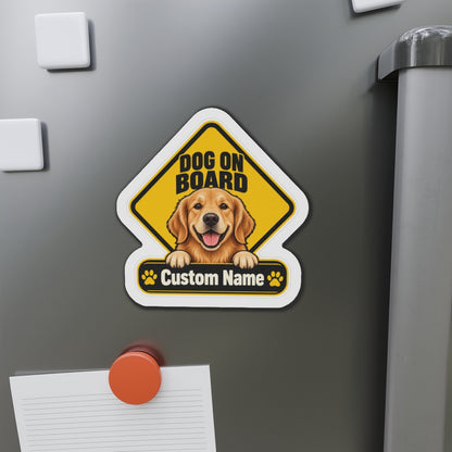 Custom Dog On Board Magnet from Photo – Yellow | Personalized Name