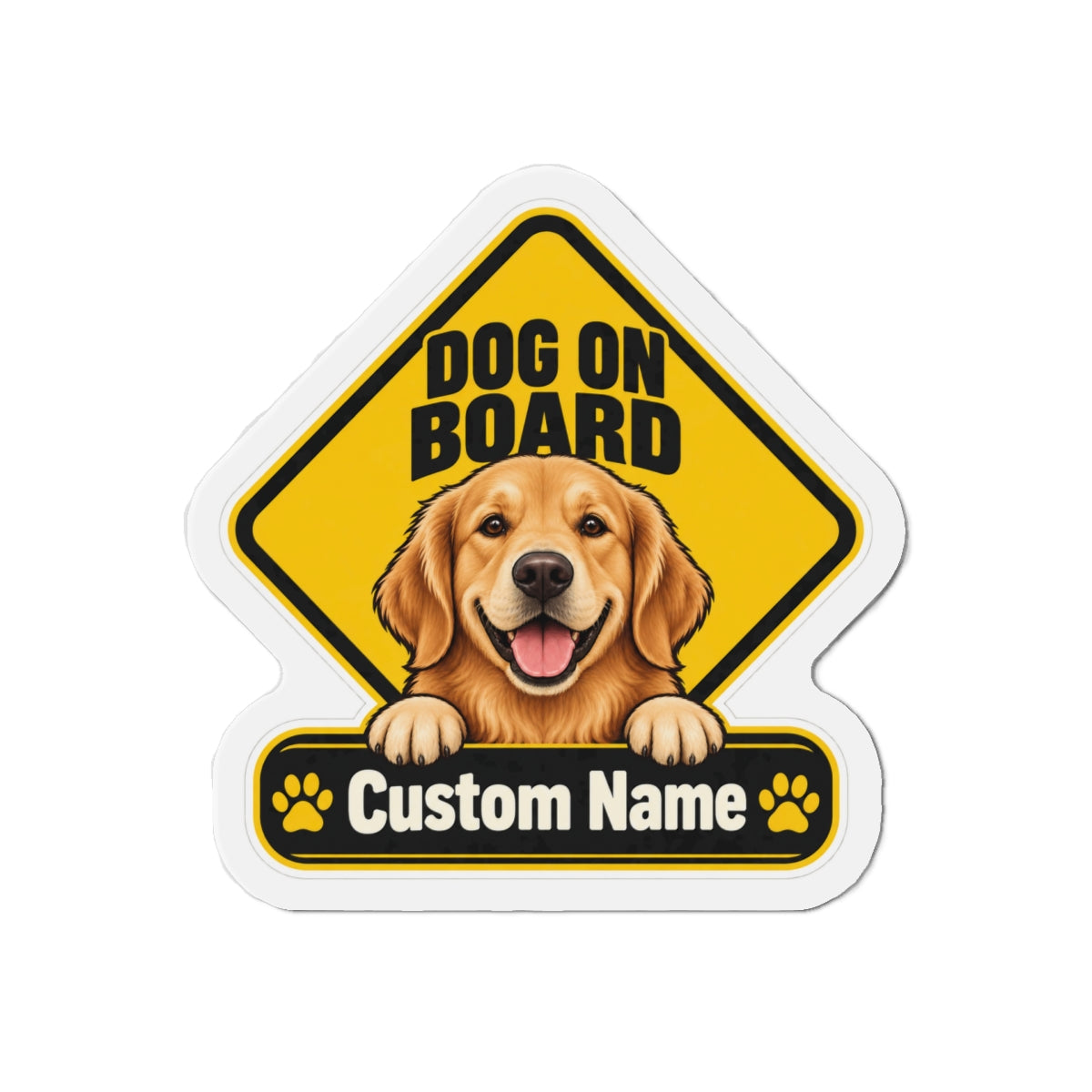 Custom Dog On Board Magnet from Photo – Yellow | Personalized Name