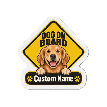 Custom Dog On Board Magnet from Photo – Yellow | Personalized Name