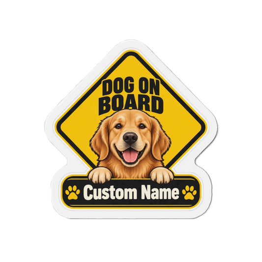 Custom Dog On Board Magnet from Photo – Yellow | Personalized Name