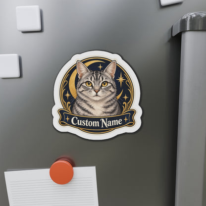 Custom Pet Photo Magnet with Name, 2 Sizes – Moon and Stars