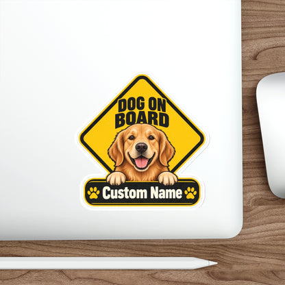 Custom Dog On Board Sticker from Photo – Yellow | Personalized Name