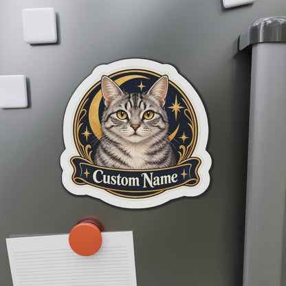 Custom Pet Photo Magnet with Name, 2 Sizes – Moon and Stars